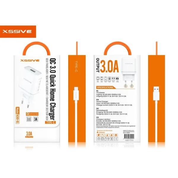 15W 3A Qucik Charge Charger 3.0 Ladegerät Schnell Stecker + Typ-C Ladekabel