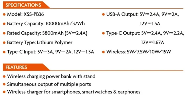 Xssive 5in1 Magnetic Wireless Powerbank 10000mAh XSS-PB36 - Image 3