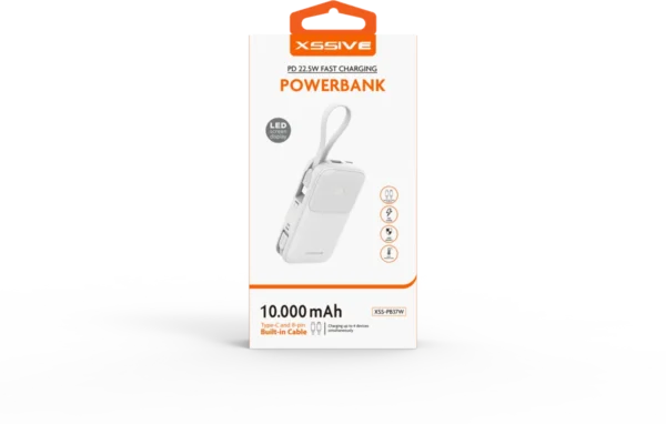 Xssive Fast Charging Powerbank incl. Cable 10000mAh XSS-PB37W - White - Image 2